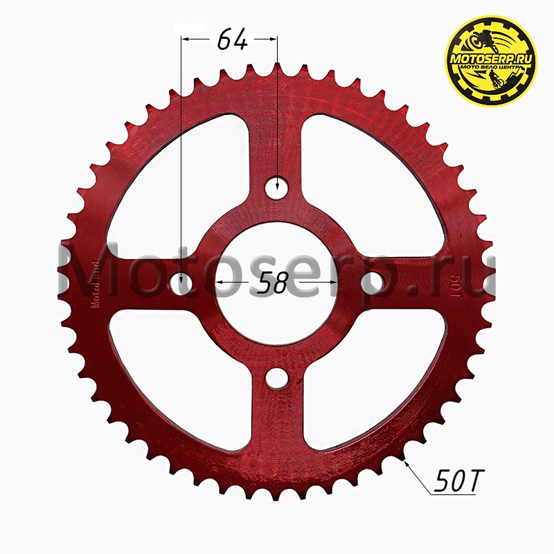 Купить  Звезда ведомая голая (венец) (428-50) (428-50T D-58mm, 4x64mm) CG, CB125-250, TTR250Rb (шт) (ML 6894 (ML 21696 (ML 21691 (ML 21687 купить с доставкой по Москве и России, цена, технические характеристики, комплектация фото  - motoserp.ru