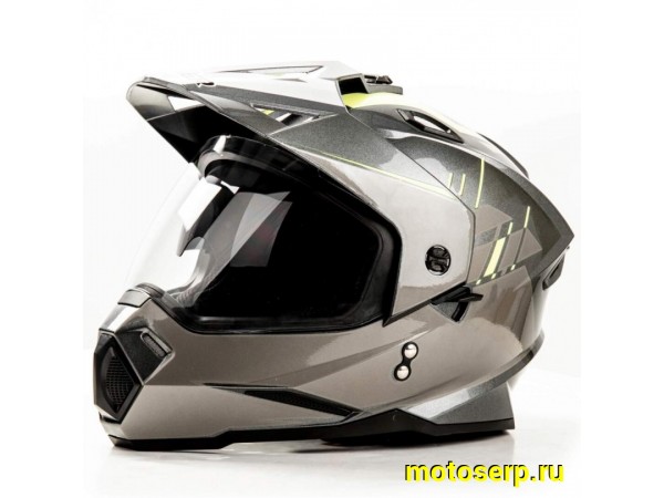 Купить  Шлем Кросс HIZER J6802 (мотард) (M) gray/lemon 1350гр.  (шт) (ML 13538 купить с доставкой по Москве и России, цена, технические характеристики, комплектация фото  - motoserp.ru