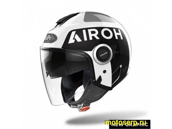 Купить  Шлем открытый  со стеклом AIROH HELIOS UP White MATT (M) (шт) (AIROH HEUP купить с доставкой по Москве и России, цена, технические характеристики, комплектация фото  - motoserp.ru