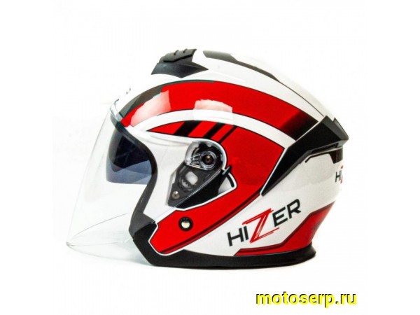 Купить  Шлем открытый  со стеклом HIZER J222 (S) #1 White/Red (2 визора) (шт) (ML 13518 купить с доставкой по Москве и России, цена, технические характеристики, комплектация фото  - motoserp.ru