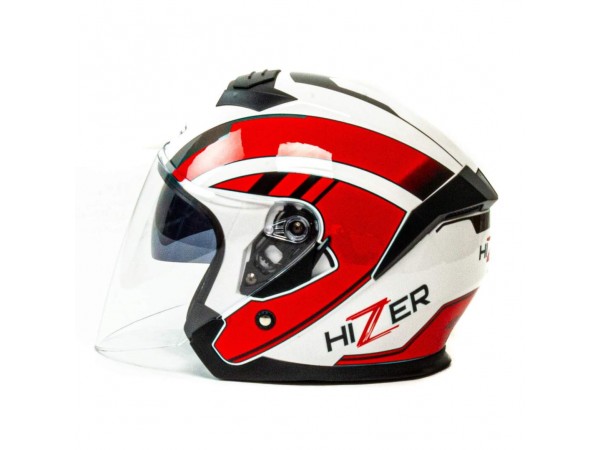 Купить  Шлем открытый  со стеклом HIZER J222 (M) #1 White/Red (2 визора) (шт) (ML 13519 купить с доставкой по Москве и России, цена, технические характеристики, комплектация фото  - motoserp.ru