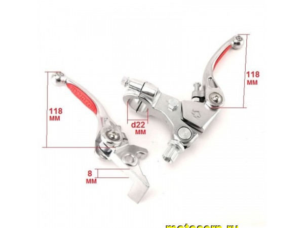 Купить  Рычаг сцепления/тормоза складные в сборе питбайк (тормоз+сцепление) красные накладка (пар)  (0 купить с доставкой по Москве и России, цена, технические характеристики, комплектация фото  - motoserp.ru