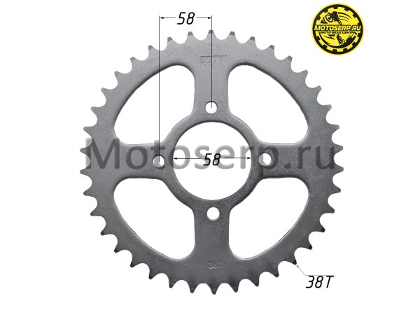 Купить  Звезда ведомая голая (венец) (520-38) (520-38T D-58mm, 4x56mm) CS150/200 (шт) (MOTO-SKUTER 17688 купить с доставкой по Москве и России, цена, технические характеристики, комплектация фото  - motoserp.ru