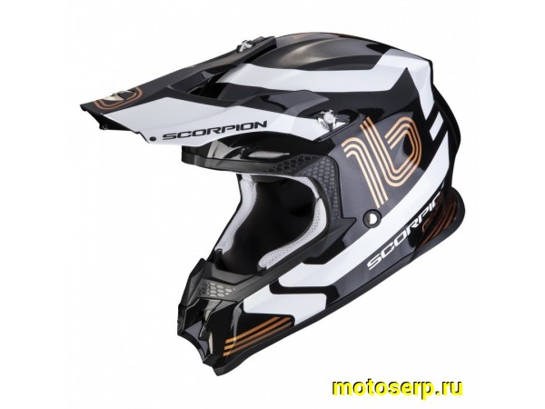 Купить  Шлем Кросс SCORPION VX-16 EVO AIR TUB, цвет черный/золотистый (M) (шт) (DB купить с доставкой по Москве и России, цена, технические характеристики, комплектация фото  - motoserp.ru