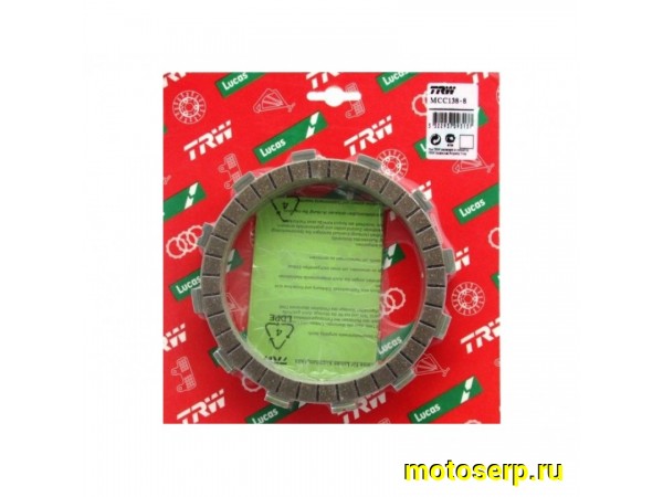 Купить  Диски сцепления ведущий (феродо) TRW MCC208-8 Kawasaki VN 800/900, GPZ 750/900, KX 250, KLR 650, Ninja 750/900, ZXR 750 //Suzuki RM 250 (комп 8шт) (0 купить с доставкой по Москве и России, цена, технические характеристики, комплектация фото  - motoserp.ru