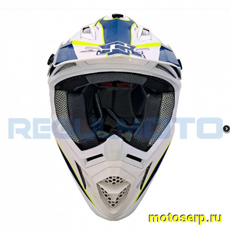 Купить  Шлем Кросс KIOSHI TR H637 белый/синий/зеленый (Глянцевый) р-р XL (шт) (Regul 111222-19 купить с доставкой по Москве и России, цена, технические характеристики, комплектация фото  - motoserp.ru