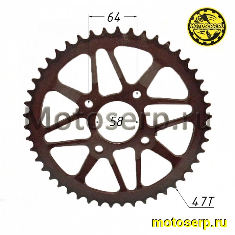 Купить  Звезда ведомая голая (венец) (520-47) (520-47T D-58mm, 4x64mm) KAYO T2, K1, K2 (шт) (ML 9470 купить с доставкой по Москве и России, цена, технические характеристики, комплектация фото  - motoserp.ru