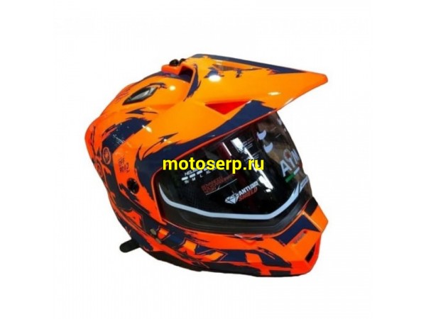 Купить  Шлем Кросс (Детский) AiM JK802Y (мотард) оранжевый/синий YL (шт) (AIM 802Y-015-YL купить с доставкой по Москве и России, цена, технические характеристики, комплектация фото  - motoserp.ru