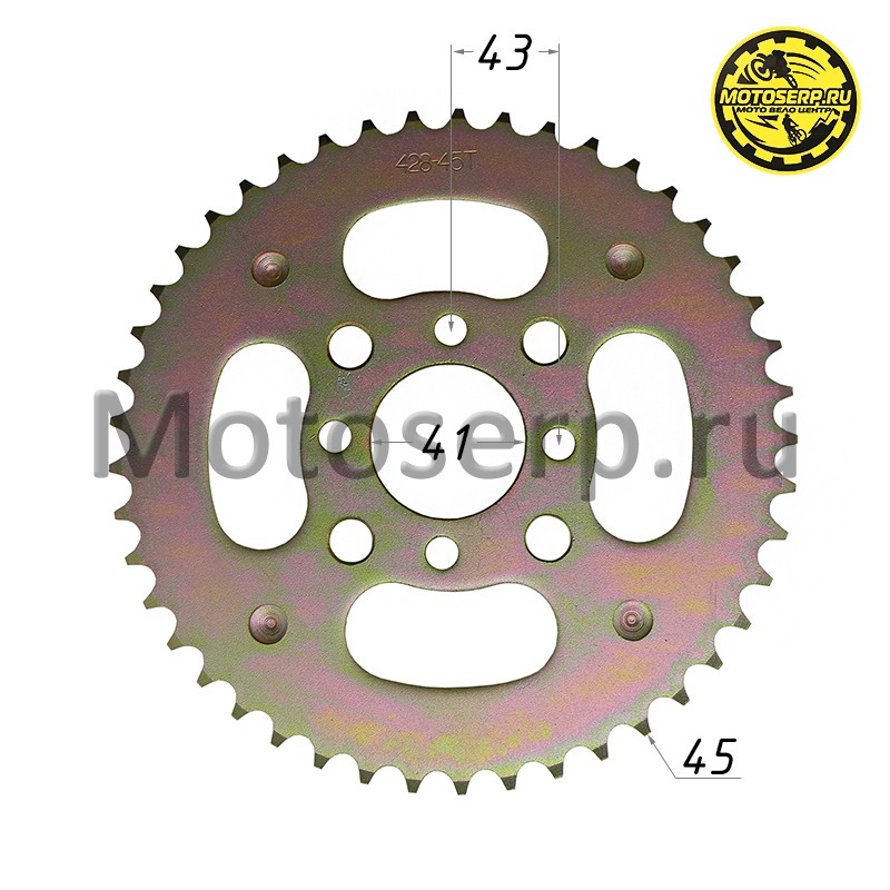 Купить  Звезда ведомая голая (венец) (428-45) (428-45T D-41mm, 4x43mm) AU150 (шт) (SM 687-7737 купить с доставкой по Москве и России, цена, технические характеристики, комплектация фото  - motoserp.ru