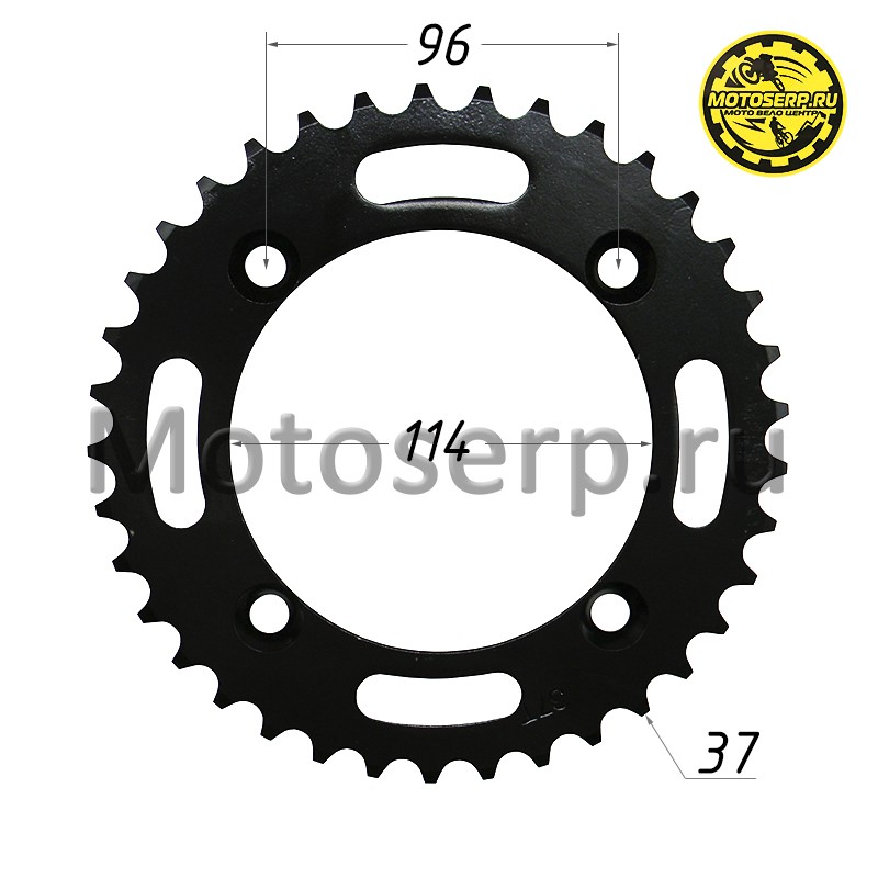 Купить  Звезда ведомая голая (венец) (530-37) (530-37T D-114mm, 4x96mm) AU180 (шт) (SM 205001-0039 купить с доставкой по Москве и России, цена, технические характеристики, комплектация фото  - motoserp.ru