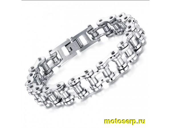 Купить  Браслет "МОТОЦЕПЬ"  хром, (20,5 см) из нержавеющей стали 316L  (шт) (A-E купить с доставкой по Москве и России, цена, технические характеристики, комплектация фото  - motoserp.ru