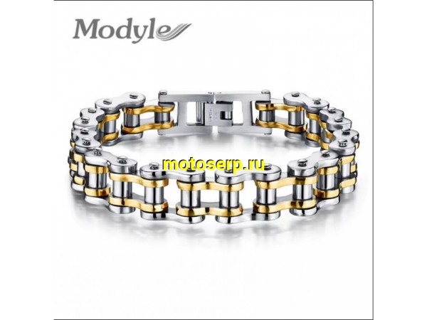Купить  Браслет "МОТОЦЕПЬ"  хром/золото (21,5 см) из нержавеющей стали 316L  (шт) (A-E купить с доставкой по Москве и России, цена, технические характеристики, комплектация фото  - motoserp.ru