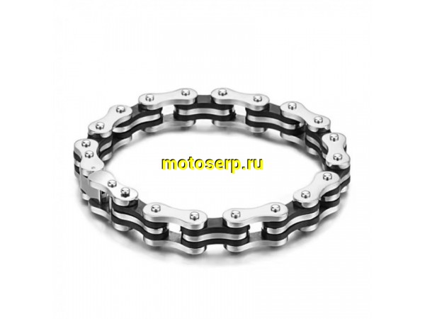 Купить  Браслет "МОТОЦЕПЬ"  хром/черный (20,5 см) из нержавеющей стали 316L  (шт) (A-E купить с доставкой по Москве и России, цена, технические характеристики, комплектация фото  - motoserp.ru