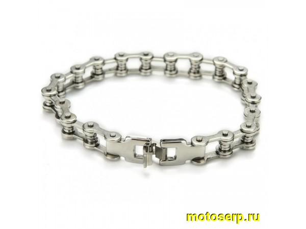 Купить  Браслет "МОТОЦЕПЬ"  хром (21,5 см) из нержавеющей стали 316L  (шт) (A-E купить с доставкой по Москве и России, цена, технические характеристики, комплектация фото  - motoserp.ru