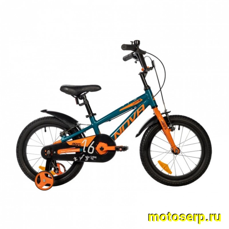 Купить  16" NOVATRACK EXTREME синий/ор (НОВАТРЕК ЭКСТРИМ) 16"; 1ск ; рама-алюм; тормоз-V-Brake (шт) (ART (M купить с доставкой по Москве и России, цена, технические характеристики, комплектация фото  - motoserp.ru