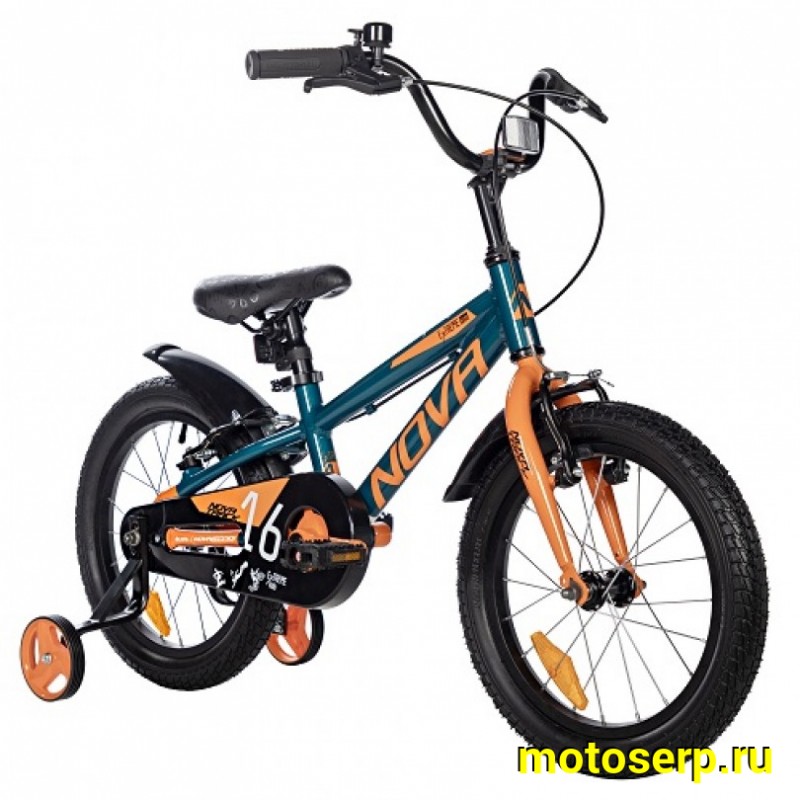 Купить  16" NOVATRACK EXTREME синий/ор (НОВАТРЕК ЭКСТРИМ) 16"; 1ск ; рама-алюм; тормоз-V-Brake (шт) (ART (M купить с доставкой по Москве и России, цена, технические характеристики, комплектация фото  - motoserp.ru