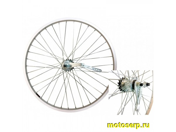 Купить  Колесо 26" двойное заднее алюминий в сборе со втулкой (китайская втулка) 1ск. Вело (шт) (Золотник 3062602-11 купить с доставкой по Москве и России, цена, технические характеристики, комплектация фото  - motoserp.ru