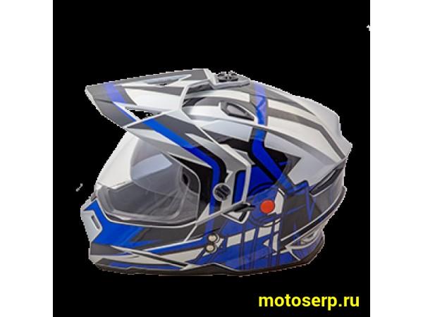Купить  Шлем Кросс AIM JK802S (мотард) Blue/Black/Grey (синий, черный, серый) (XXL) (шт) (AIM 802-012-XXL купить с доставкой по Москве и России, цена, технические характеристики, комплектация фото  - motoserp.ru