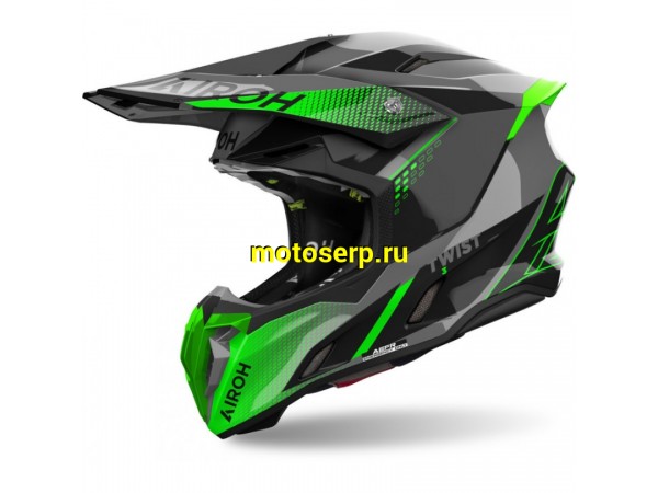 Купить  Шлем Кросс AIROH TWIST 3.0 SHARD GREEN GLOSSY (M) (шт) (AIM TW3S33-M купить с доставкой по Москве и России, цена, технические характеристики, комплектация фото  - motoserp.ru