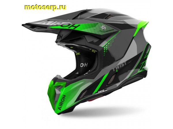 Купить  Шлем Кросс AIROH TWIST 3.0 SHARD GREEN GLOSSY (XL) (шт) (AIM TW3S33-XL купить с доставкой по Москве и России, цена, технические характеристики, комплектация фото  - motoserp.ru