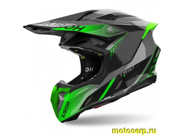 Купить  Шлем Кросс AIROH TWIST 3.0 SHARD GREEN GLOSSY (XL) (шт) (AIM TW3S33-XL купить с доставкой по Москве и России, цена, технические характеристики, комплектация фото  - motoserp.ru