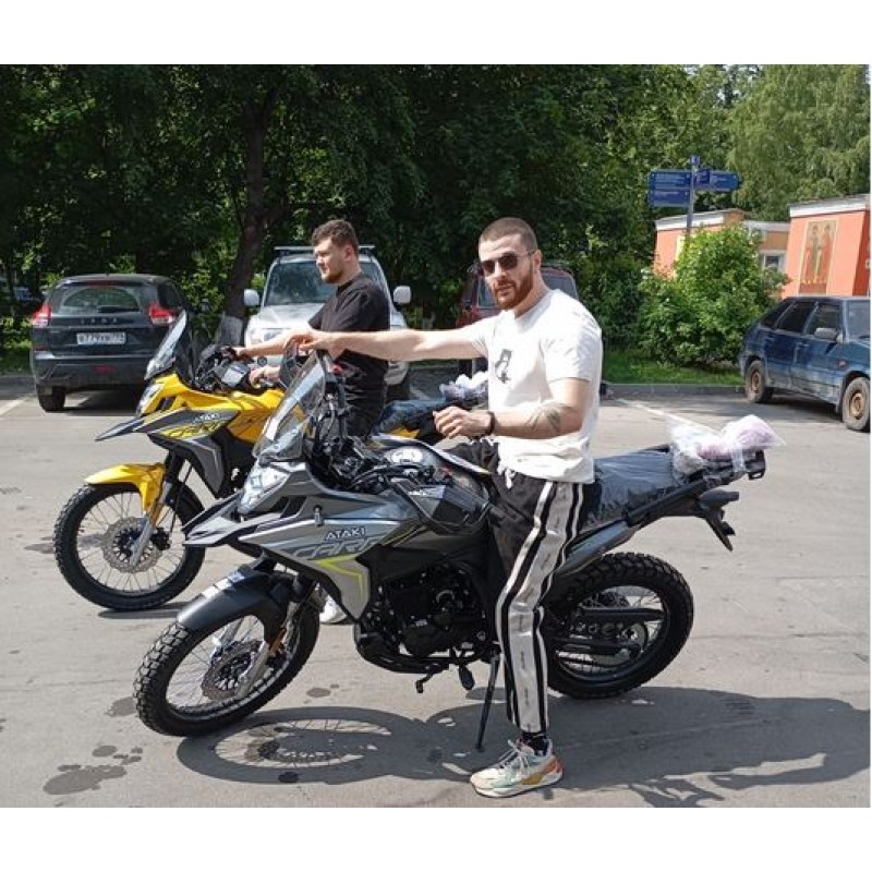 Купить  Мотоцикл внедорожный ATAKI Carrera 300 (4T PR300) 19/17 (2025г.) Серый Тур-эндуро ЗА КОФРЫ +41950р. без дуг. (шт) (SM  купить с доставкой по Москве и России, цена, технические характеристики, комплектация фото  - motoserp.ru