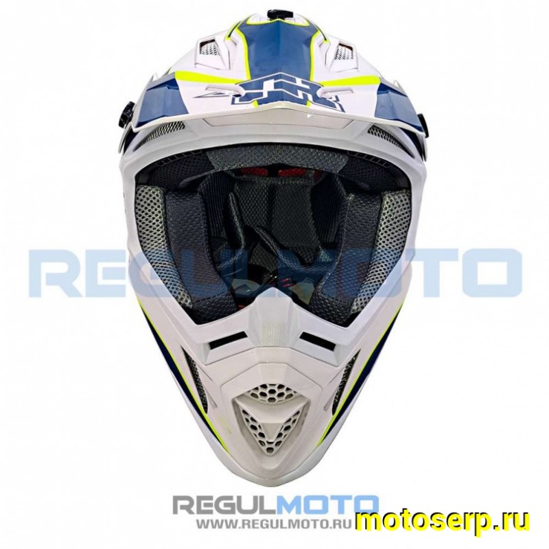 Купить  Шлем Кросс KIOSHI TR H637 белый/синий/зеленый (Глянцевый) р-р L (шт) (Regul 111222-18 купить с доставкой по Москве и России, цена, технические характеристики, комплектация фото  - motoserp.ru