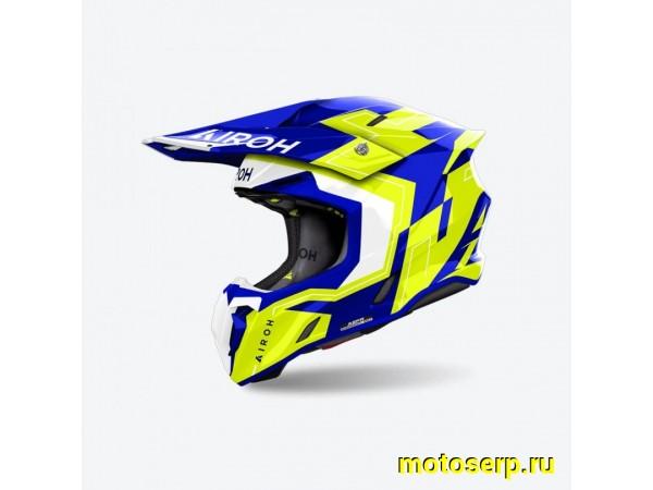 Купить  Шлем Кросс AIROH TWIST 3.0 DIZZY Blue/Yellow Glossy (S) (шт) (AIROH TW3D31-S купить с доставкой по Москве и России, цена, технические характеристики, комплектация фото  - motoserp.ru