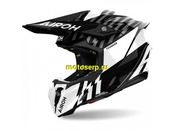 Купить  Шлем Кросс AIROH TWIST 3.0 THUNDER Black/White GLOSS (M) (шт) (AIM TW3T17-M купить с доставкой по Москве и России, цена, технические характеристики, комплектация фото  - motoserp.ru