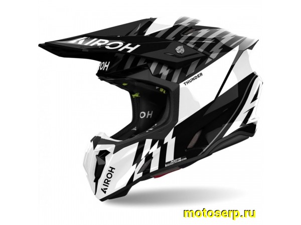 Купить  Шлем Кросс AIROH TWIST 3.0 THUNDER Black/White GLOSS (L) (шт) (AIM TW3T17-L купить с доставкой по Москве и России, цена, технические характеристики, комплектация фото  - motoserp.ru