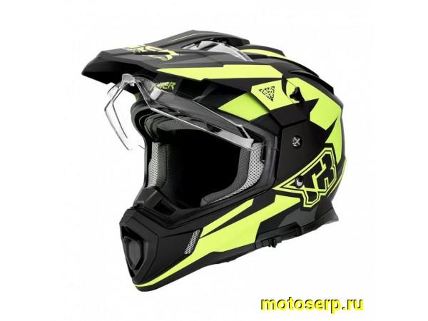 Купить  Шлем Кросс KIOSHI TR (мотард) черный/зеленый  р-р M  1390гр (шт)  (Regul 100100-22 купить с доставкой по Москве и России, цена, технические характеристики, комплектация фото  - motoserp.ru