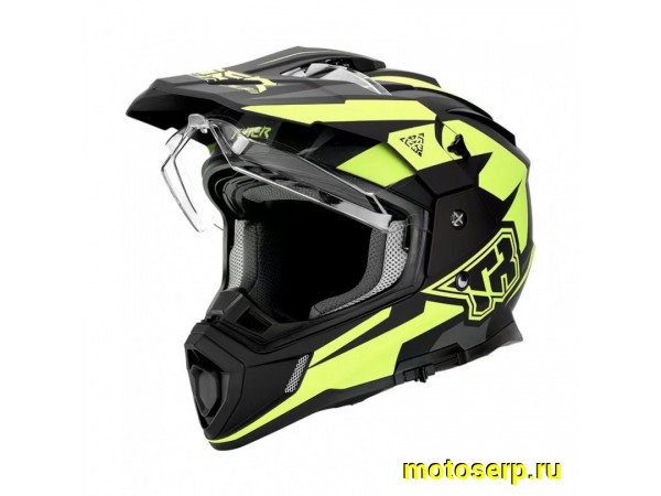 Купить  Шлем Кросс KIOSHI TR (мотард) черный/зеленый  р-р S  1390гр (шт)  (Regul 100100-21 купить с доставкой по Москве и России, цена, технические характеристики, комплектация фото  - motoserp.ru