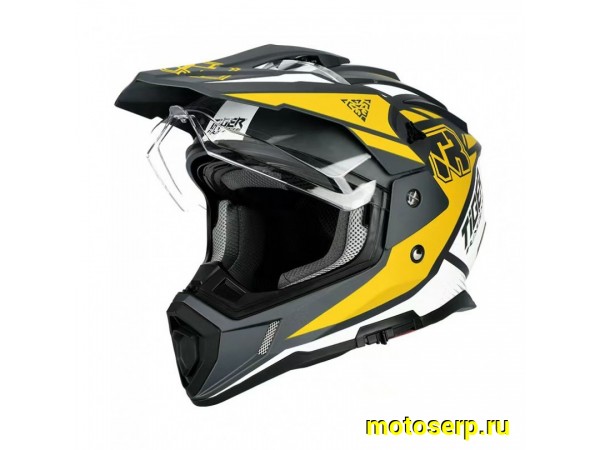 Купить  Шлем Кросс KIOSHI TR (мотард) черный/белый/желтый  р-р S  1390гр (шт)  (Regul 100100-1 купить с доставкой по Москве и России, цена, технические характеристики, комплектация фото  - motoserp.ru