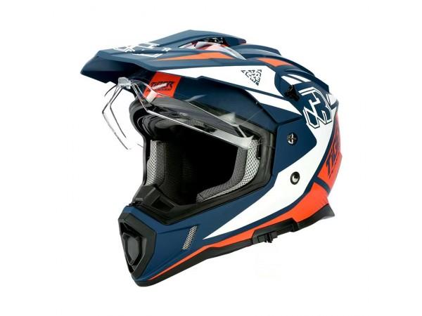 Купить  Шлем Кросс KIOSHI TR (мотард) белый/оранжевый/синий  р-р M  1390гр (шт)  (Regul 100100-17 купить с доставкой по Москве и России, цена, технические характеристики, комплектация фото  - motoserp.ru
