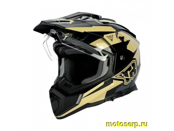 Купить  Шлем Кросс KIOSHI TR (мотард) черный/коричневый  р-р XL  1390гр (шт)  (Regul 100100-9 купить с доставкой по Москве и России, цена, технические характеристики, комплектация фото  - motoserp.ru