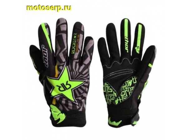 Купить  Перчатки  Thor Rockstar черный/зеленый р-р (XL) (реплика) (пар) (Кокурин  купить с доставкой по Москве и России, цена, технические характеристики, комплектация фото  - motoserp.ru