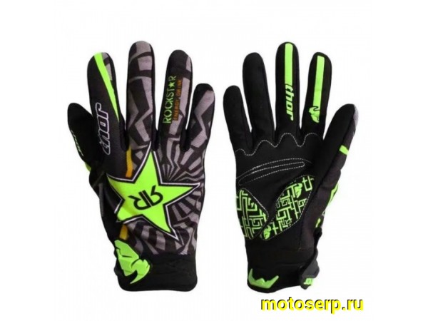 Купить  Перчатки  Thor Rockstar черный/зеленый р-р (L) (реплика) (пар) (Кокурин  купить с доставкой по Москве и России, цена, технические характеристики, комплектация фото  - motoserp.ru