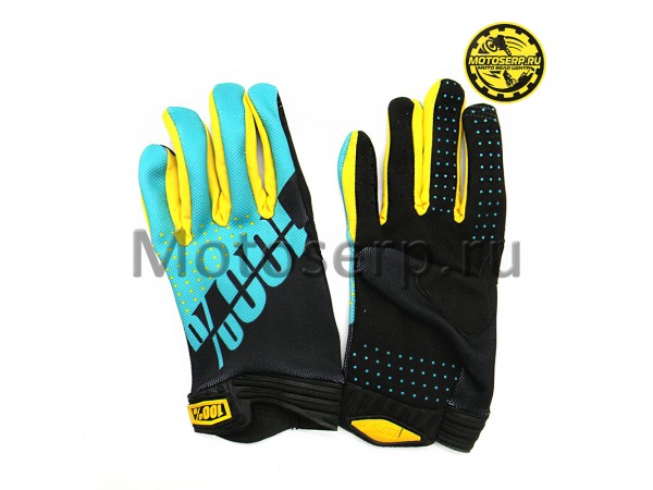 Купить  Перчатки 100% Ridefit Glove Fluo черный/бирюзовый (XXL) (реплика) (пар) (Кокурин купить с доставкой по Москве и России, цена, технические характеристики, комплектация фото  - motoserp.ru
