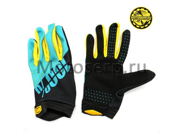 Купить  Перчатки 100% Ridefit Glove Fluo черный/бирюзовый (L) (реплика) (пар) (Кокурин купить с доставкой по Москве и России, цена, технические характеристики, комплектация фото  - motoserp.ru