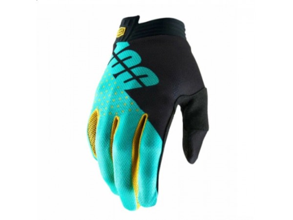 Купить  Перчатки 100% Ridefit Glove Fluo черный/бирюзовый (M) (реплика) (пар) (Кокурин купить с доставкой по Москве и России, цена, технические характеристики, комплектация фото  - motoserp.ru