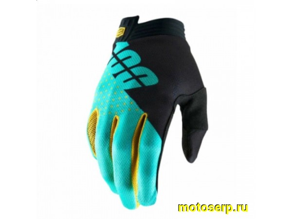 Купить  Перчатки 100% Ridefit Glove Fluo черный/бирюзовый (M) (реплика) (пар) (Кокурин купить с доставкой по Москве и России, цена, технические характеристики, комплектация фото  - motoserp.ru