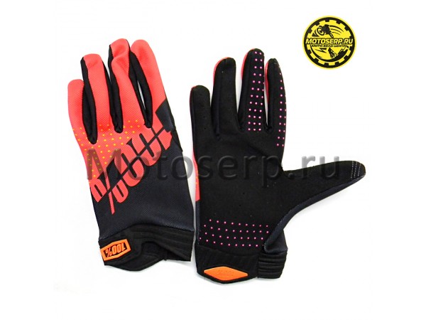 Купить  Перчатки 100% Ridefit Glove Fluo черный/красный (L) (реплика) (пар) (Кокурин купить с доставкой по Москве и России, цена, технические характеристики, комплектация фото  - motoserp.ru