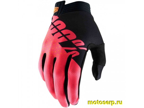 Купить  Перчатки 100% Ridefit Glove Fluo черный/красный (M) (реплика) (пар) (Кокурин купить с доставкой по Москве и России, цена, технические характеристики, комплектация фото  - motoserp.ru