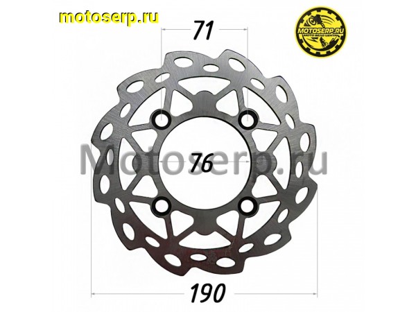 Купить  Диск тормозной задний (190x76) (отв:4x71) TTR125 (волна) (шт) (Кокурин купить с доставкой по Москве и России, цена, технические характеристики, комплектация фото  - motoserp.ru