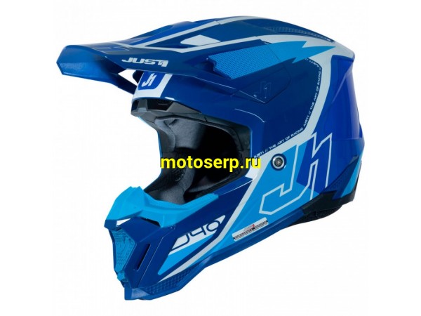 Купить  Шлем Кросс JUST1 J40 FLASH синий/белый матовый (XXL) (SM 880-3790 купить с доставкой по Москве и России, цена, технические характеристики, комплектация фото  - motoserp.ru