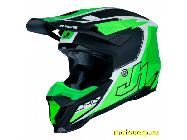 Купить  Шлем Кросс JUST1 J40 FLASH зеленый/белый матовый (XXL) (SM 880-5365 купить с доставкой по Москве и России, цена, технические характеристики, комплектация фото  - motoserp.ru