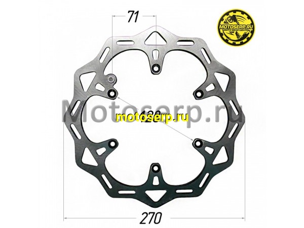 Купить  Диск тормозной передний (270x128) (отв:6x71) Regulmoto Aqua, Dyna, Legend 300, Holeshot, Crosstrec (шт) (Regul 103497 купить с доставкой по Москве и России, цена, технические характеристики, комплектация фото  - motoserp.ru