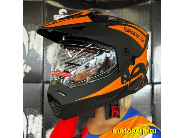 Купить  Шлем Кросс SPARX dual sport (мотард) Matador (JK802) оранжевый матовый р-р XS (шт) (CK купить с доставкой по Москве и России, цена, технические характеристики, комплектация фото  - motoserp.ru