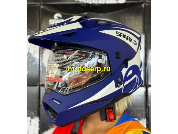 Купить  Шлем Кросс SPARX dual sport (мотард) Matador (JK802) синий матовый р-р 2XL (шт) (CK купить с доставкой по Москве и России, цена, технические характеристики, комплектация фото  - motoserp.ru