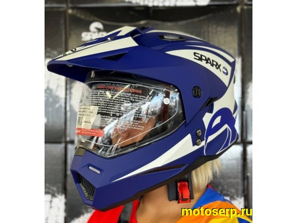 Купить  Шлем Кросс SPARX dual sport (мотард) Matador (JK802) синий матовый р-р XS (шт) (CK купить с доставкой по Москве и России, цена, технические характеристики, комплектация фото  - motoserp.ru